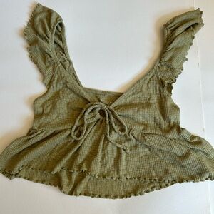 Green Flowy Crop Top